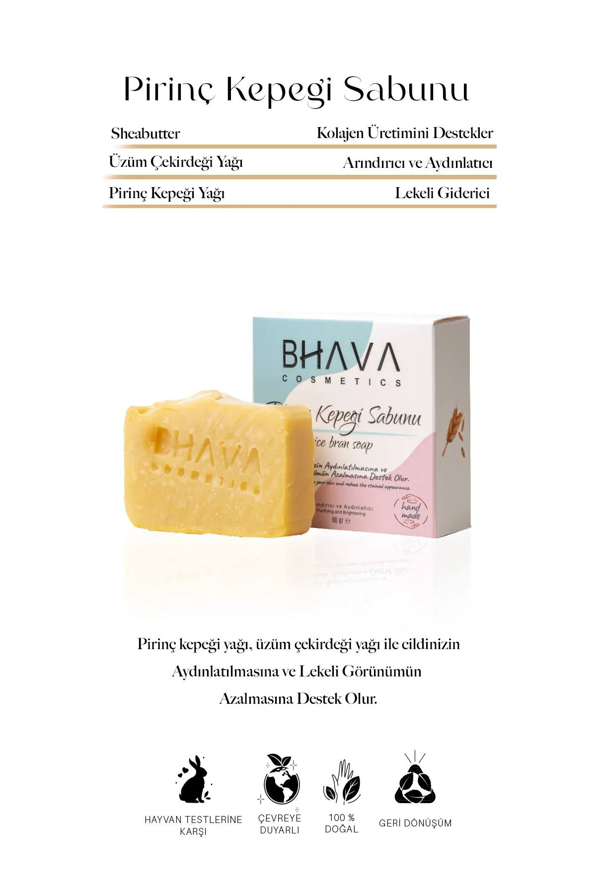 Rice Bran Natural Soap with Stain Remover and Skin Whitening Features