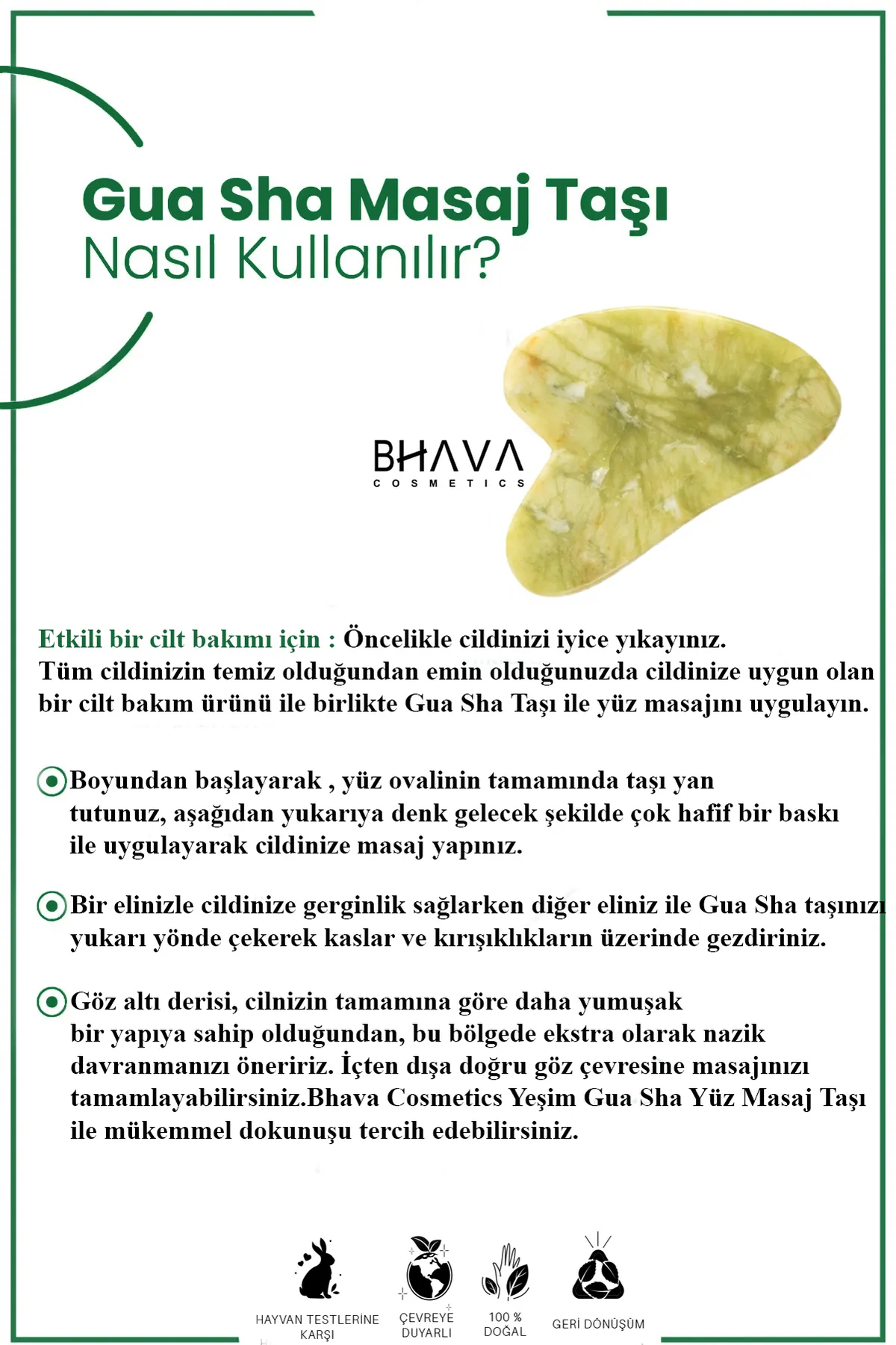 Sertifikalı Gua Sha Yeşim Masaj Taşı